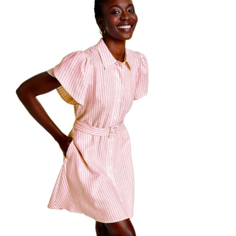 Alexis Stripe Tulip Sleeve Shirt Dress NWT